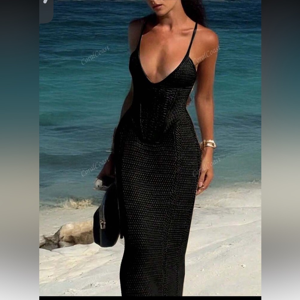 Sexy Hollow Lace Big Halter Knit Women's Smock, Renaissance Dress, Beach Outfits